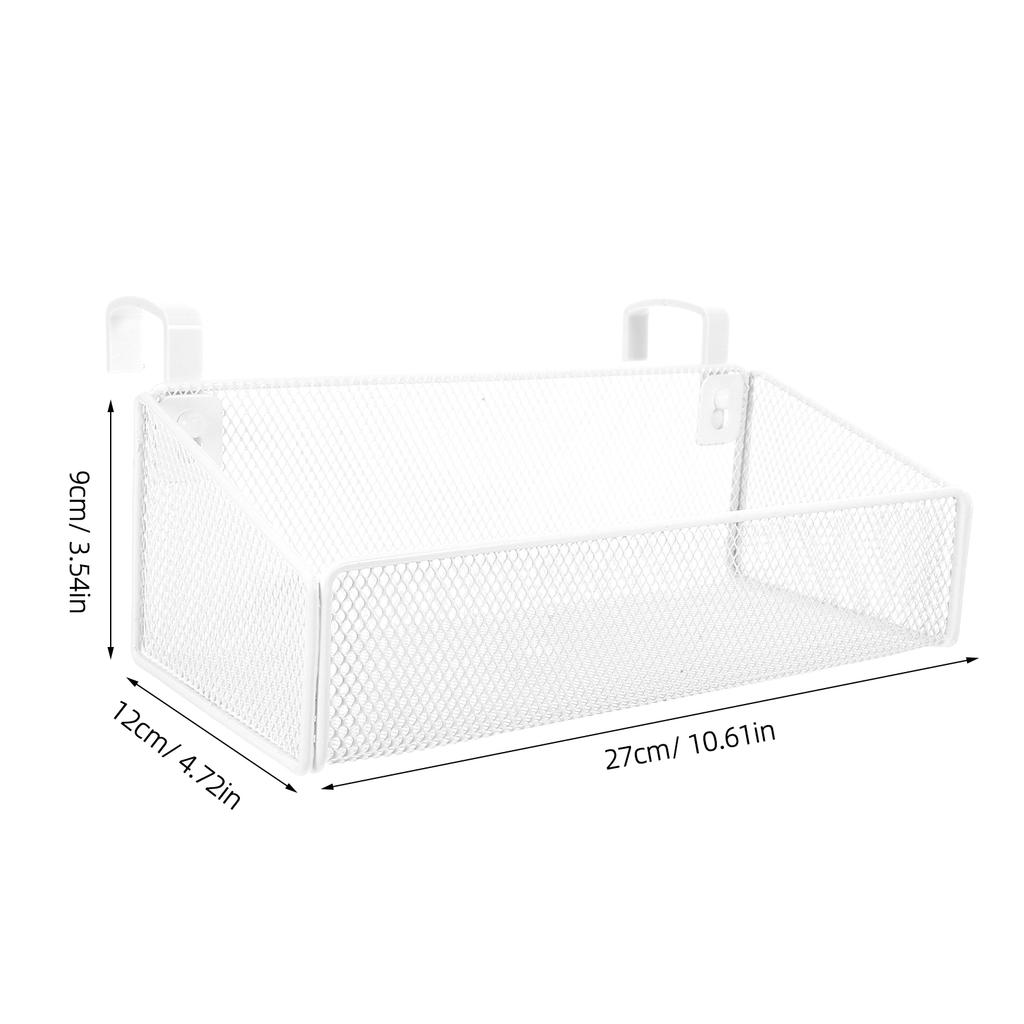 Bedside Hanging Storage Basket Black Metal Organizer Rack for Dorm Bunk Bed Desk Phone Book Holder Space Saving Multi Purpose