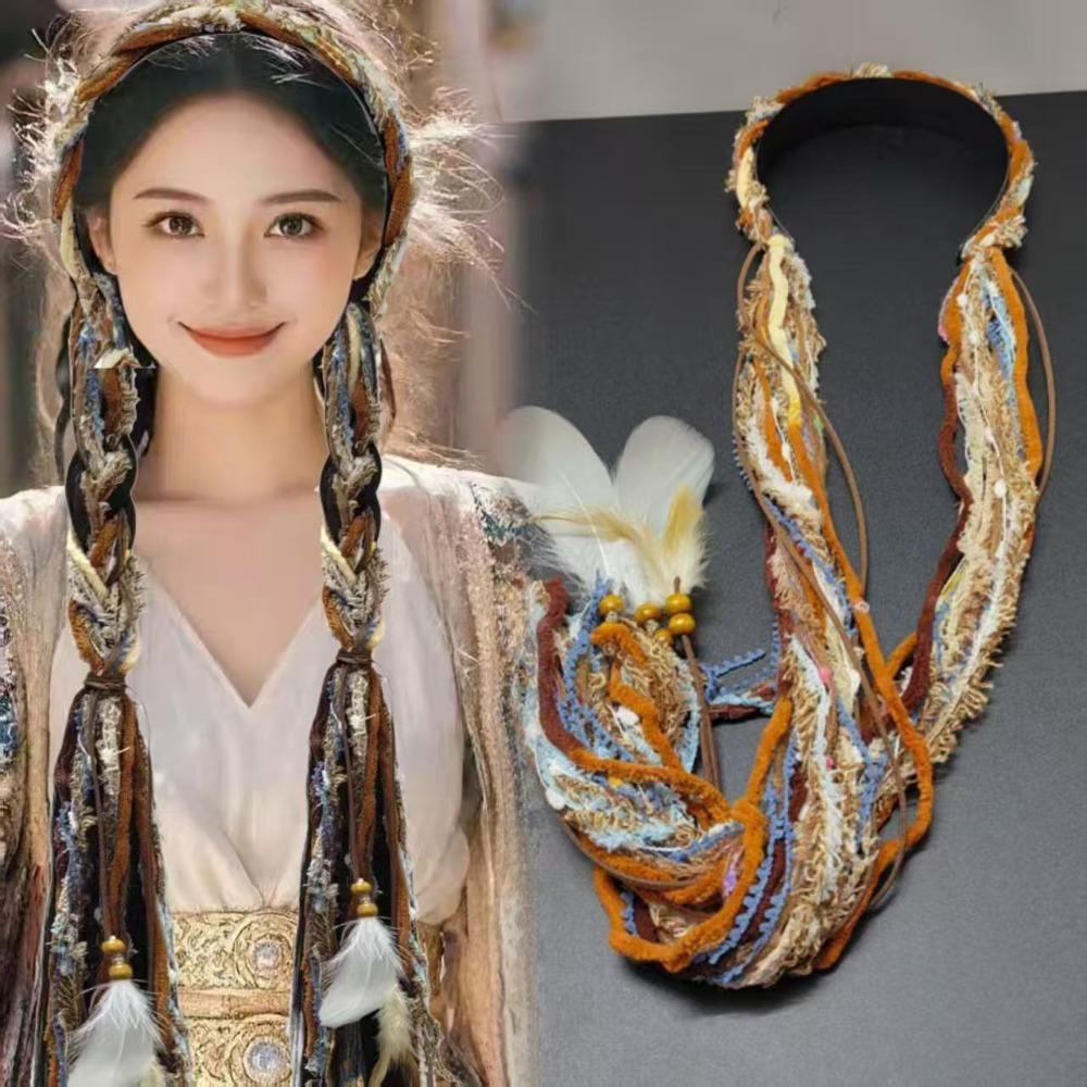 

Бохо стиль Китайський Тибетський Обруч для волосся Довга Китиця Різнокольорова Стрічка Етнічний Обруч для волосся Плетіння Цукерковий Колір Косичка Обруч для волосся Бохо стиль