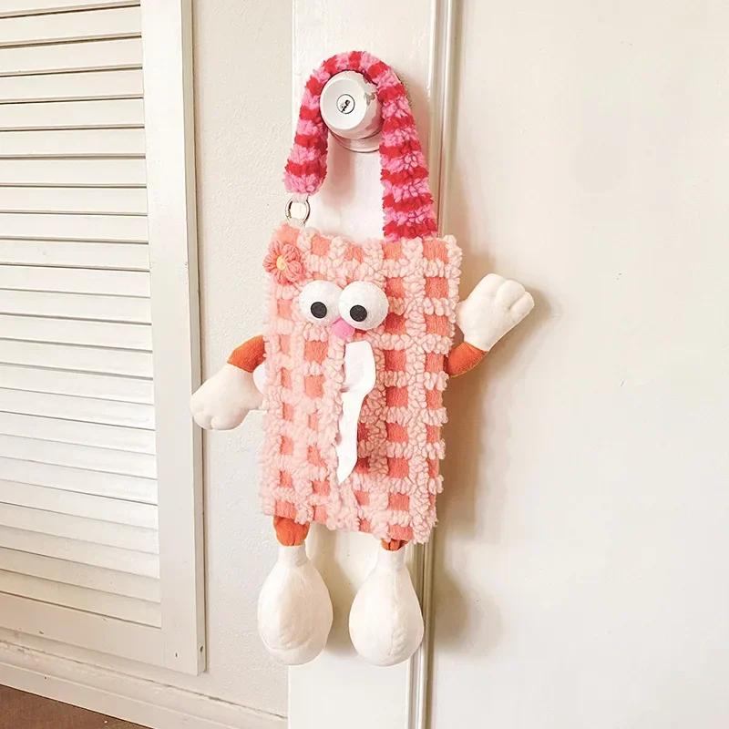 

1 шт. Автомобільний підвісний тип коробки для серветок, Мультяшна креативна мила підвісна сумка для серветок на спинку сидіння автомобіля, Офісний тримач для серветок для вітальні рожевий