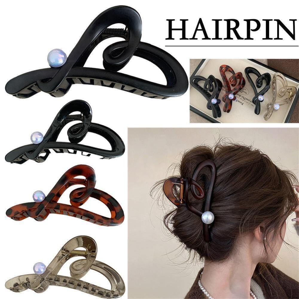 

Pearl Heart Shape Hair Clip Plastic Women Hair Claw New Irregular Shark Grip D
