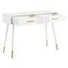 Makeup Table, Dressing Table, Desk with 2 Drawers, Metal Legs, White, Dimensions: H 76 cm × W 100 cm × D 40 cm (without mirror)