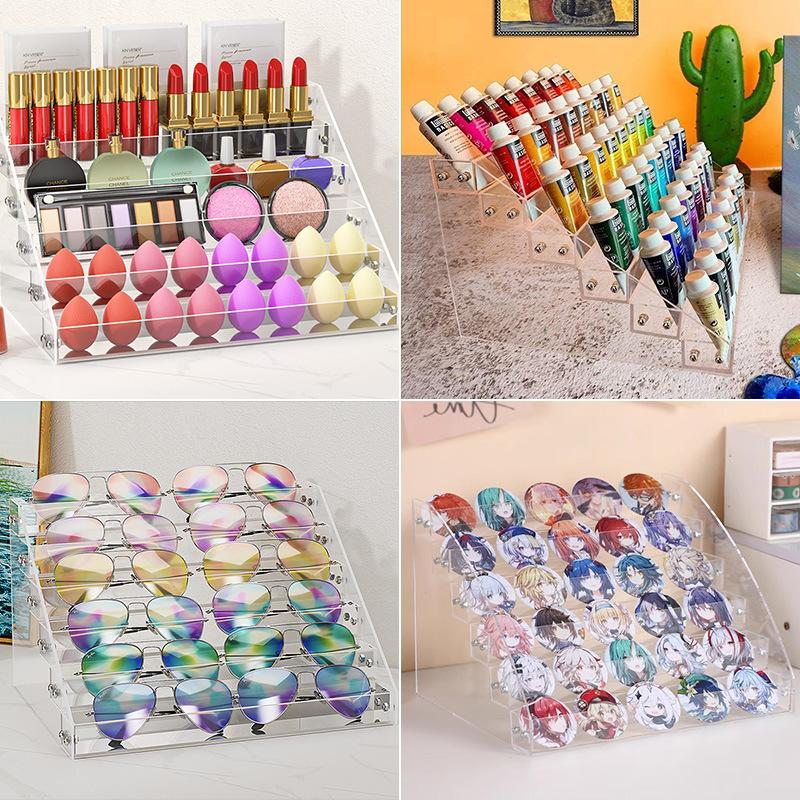 Akrylový stojan na vystavení 4/5 vrstev Průhledný víceúčelový organizér Polička na kosmetiku Parfémy Figurky panenek CD DVD Stojan na vystavení