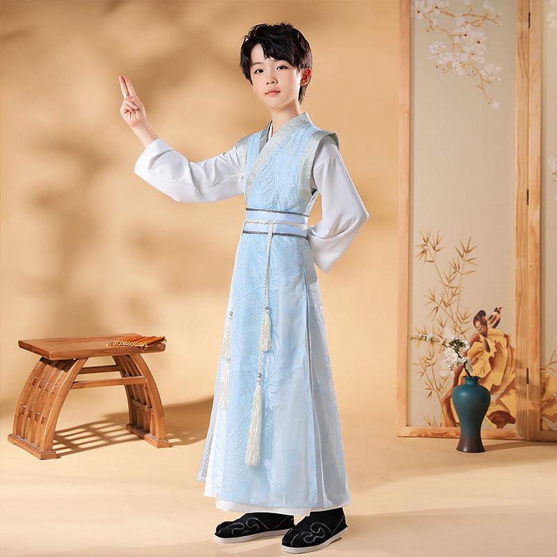 Abbigliamento Estivo Hanfu Tang Suit da Ragazzo: Abbigliamento per Bambini in Stile Cinese 2023 e Costume da Esibizione Guoxue per Ragazze.