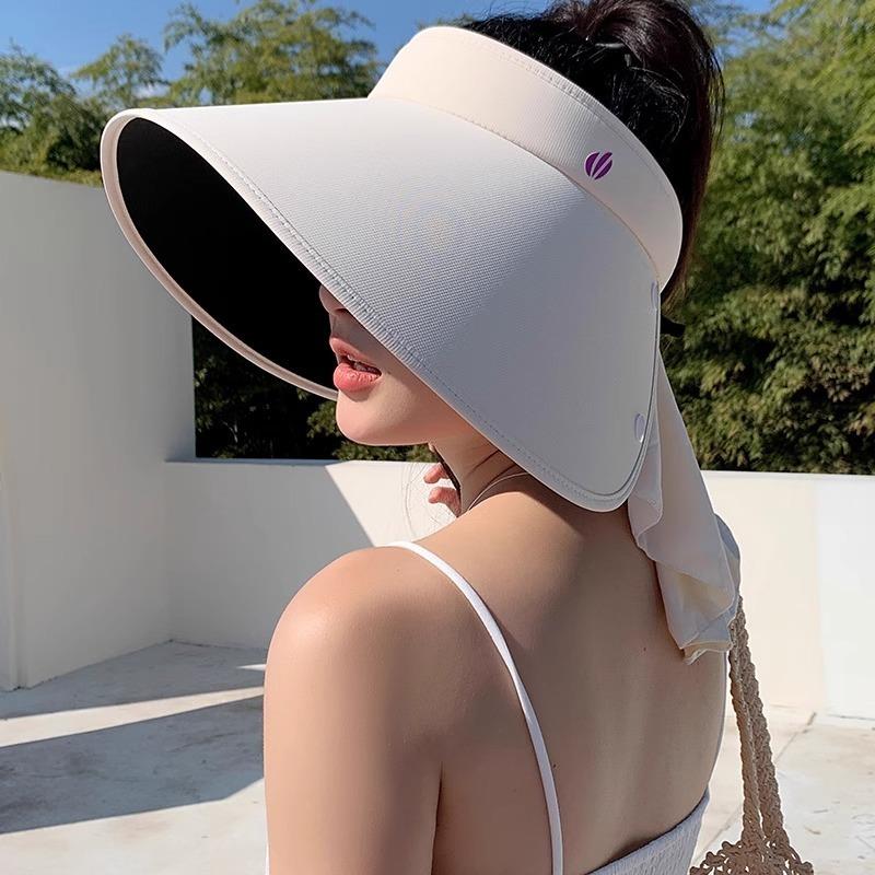 Big brim sun protection hat women's summer UV protection full face ice silk neck protection shawl sun hat