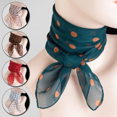 Firkantet chiffongskjerf Solbeskyttelse Tynne skjerf Soft Wrap Sjal Polka Dot Dametilbehør