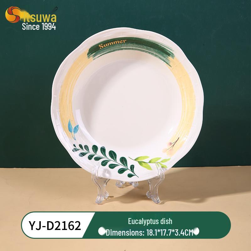 Wuhua A5 Eukalyptus Melamin Geschirr: Langlebige, leicht zu reinigende Schüsseln & Teller in Lebensmittelqualität, ideal für den Hausgebrauch.