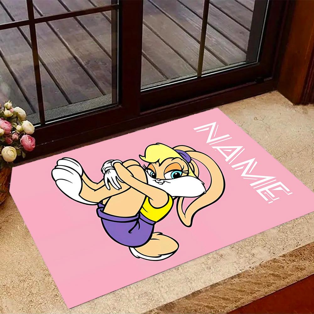 Looney Farm Animal Friends Customize Your Name Floor Rug Office Rug Suitable for Balcony Entryway Dormitory Foyer Anti-slip Rug Anime Office Decor