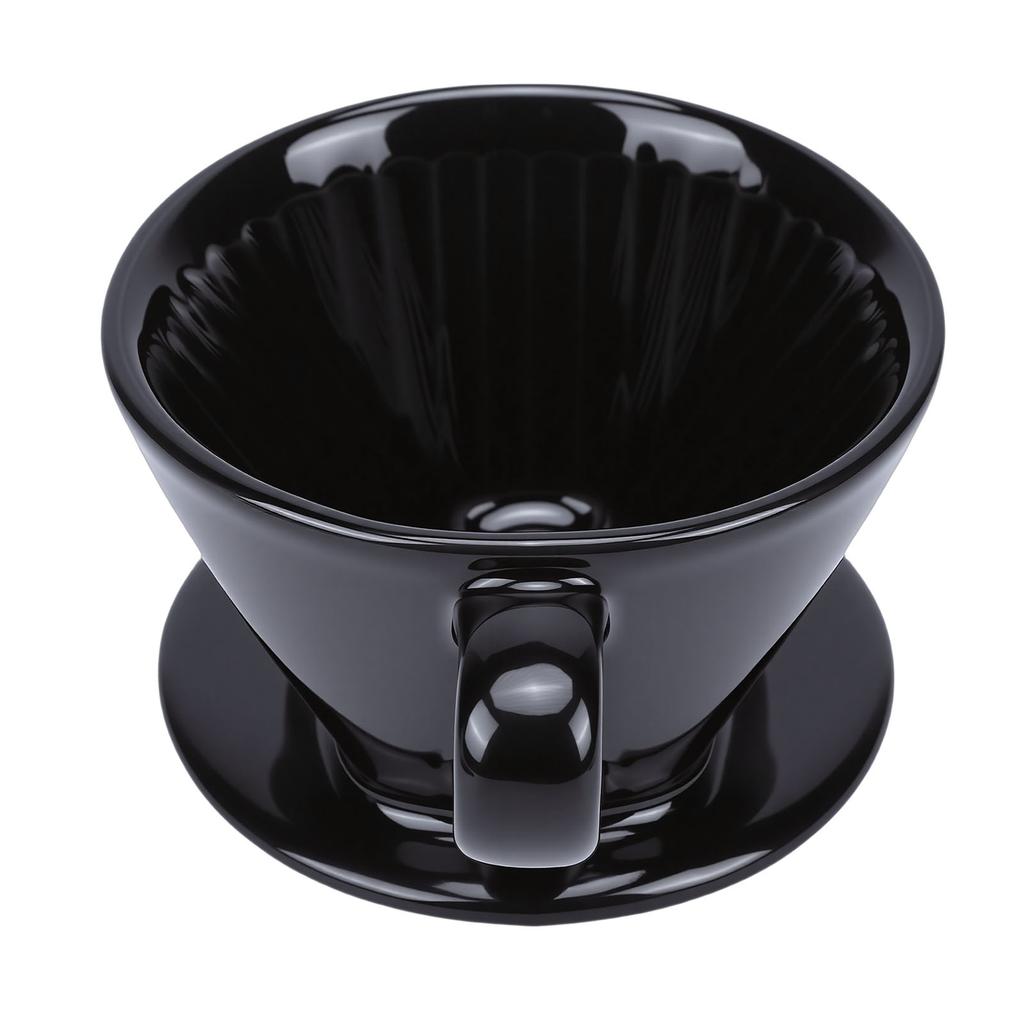 Keramik Pour Over Kaffeefilter 3 Löcher V-Form Manuelles Brühgerät Keramik Einzelbecher für Zuhause Restaurant Café Schwarz 1 2