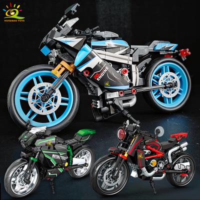 HUIQIBAO MOC Motorbike Model Building Blocks City Moto Racer Bricks Toy for Kids Boy Children Adult Car Set Home Decoration