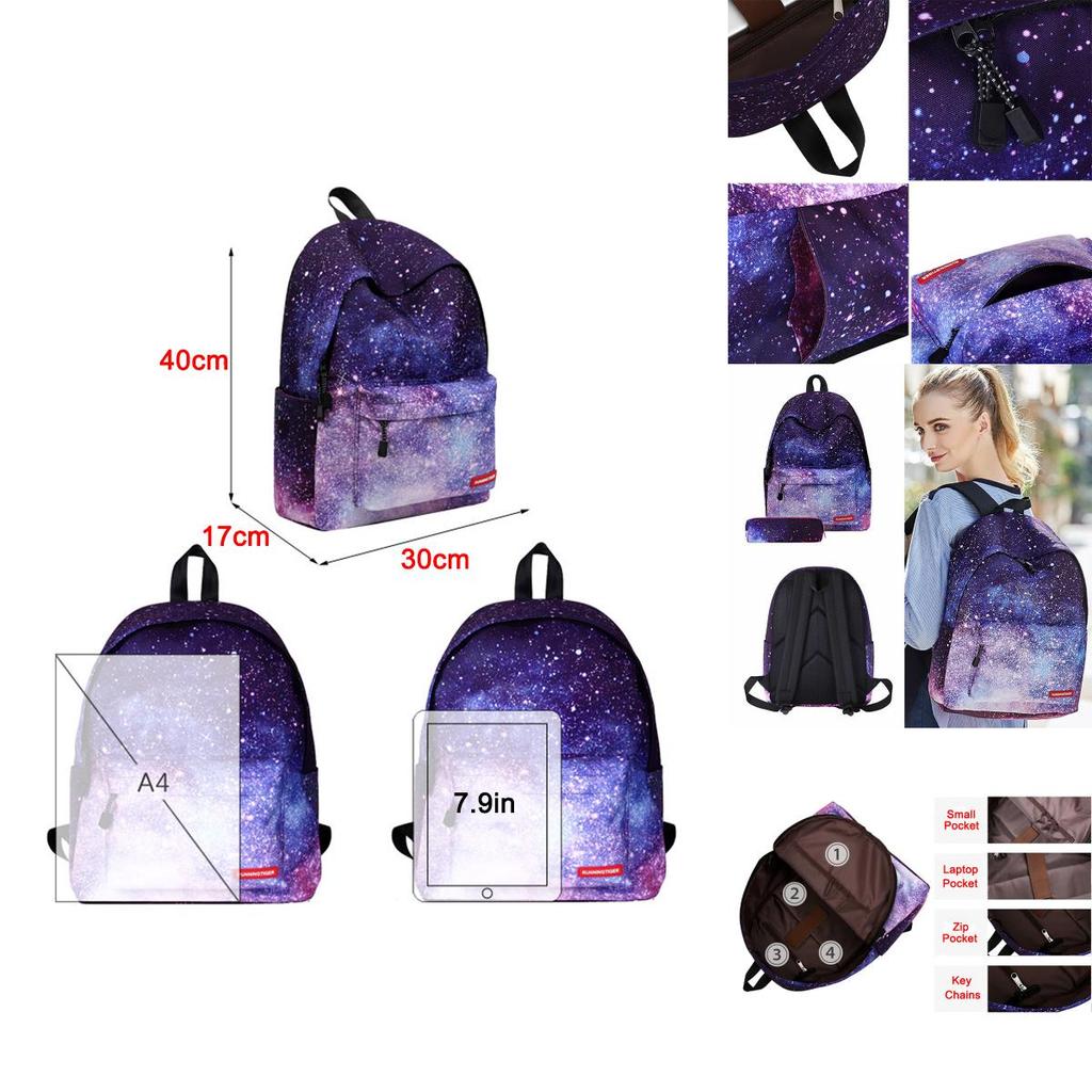 Stylish And Spacious Women Girl Galaxy Starry Backpack For School And Travel