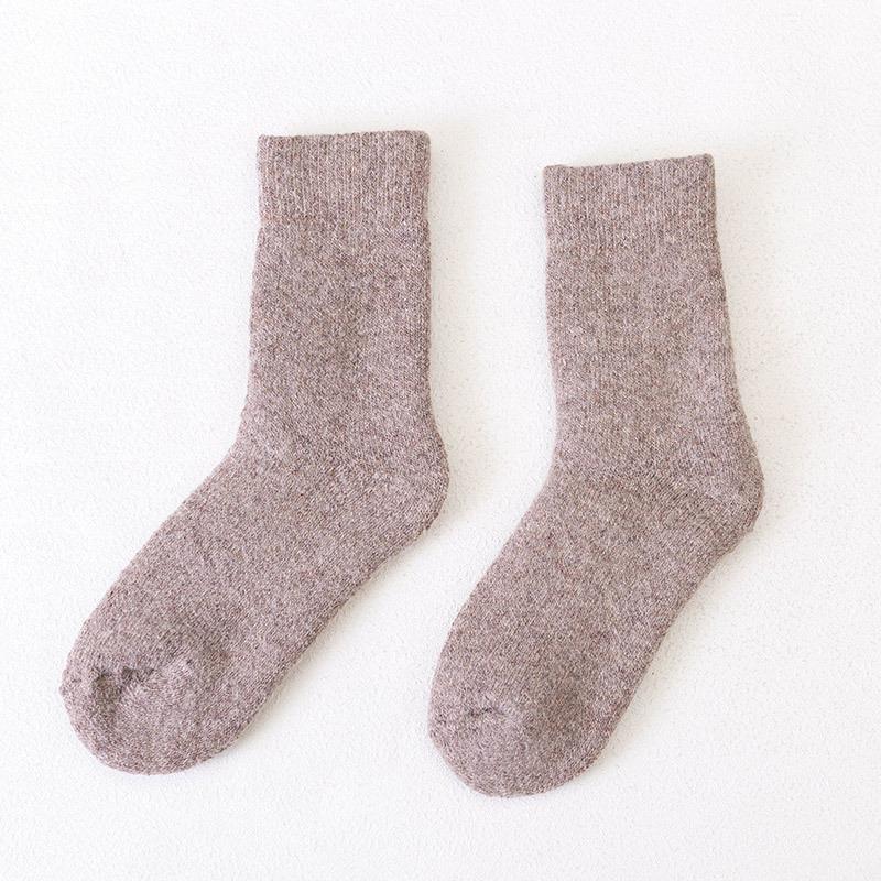 Women's Casual Thick Thermal Socks Pure Color Thickened Fleece Wool Sock