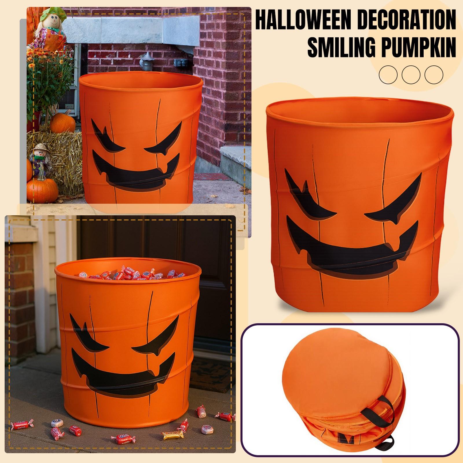 

Halloween Pumpkin Candy Holder – Foldable & Reusable Bucket With Scary Face For Kids’ Holiday Fun One Size оранжевый