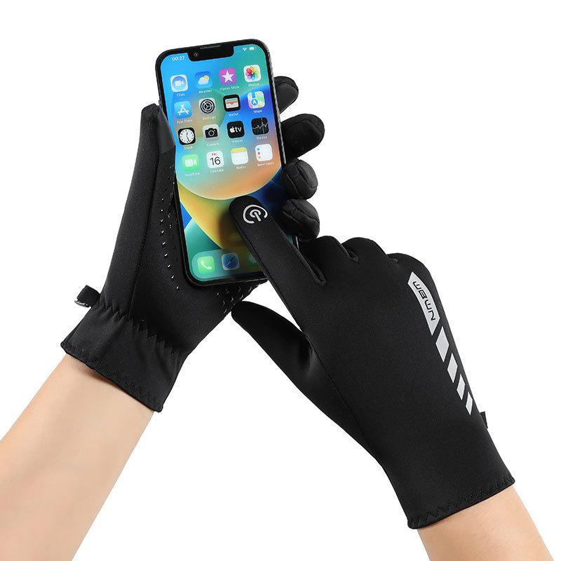 Warm gloves Women's autumn and winter outdoor riding fleece thickened sports windproof running elastic touch screen split-finger gloves