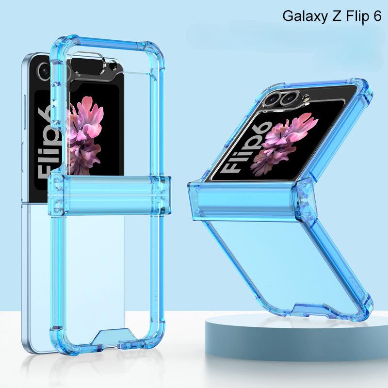 Coque de téléphone en silicone transparente avec anneau d'airbag pour Samsung Galaxy Z Flip 6 5G, avec charnière et support, résistante aux chocs Galaxy Z Flip6