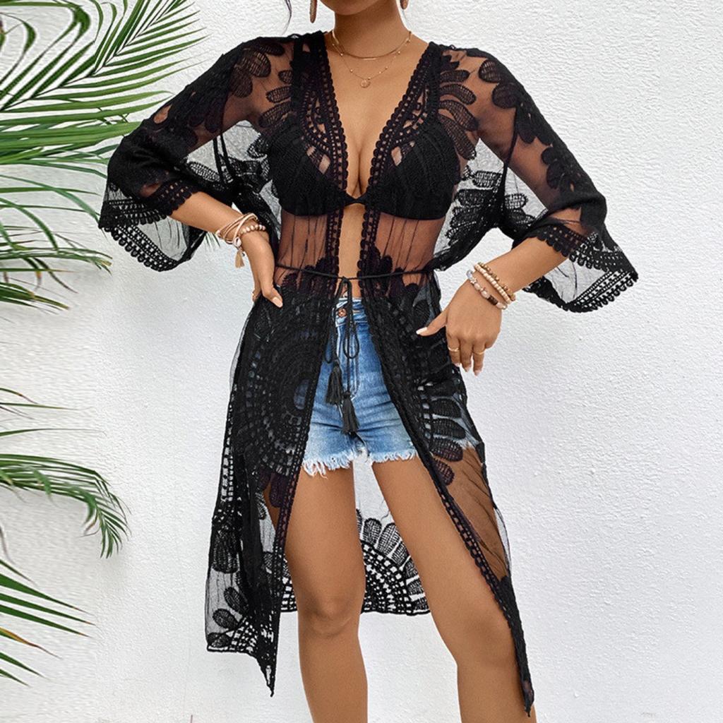 Lace, Embroidery, Cardigan, Swimsuit Outerwear, Beach Cover