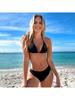 Ribbed Triangle Cup Tie Side Sexy Bikini Swimsuit Fashionable For Summer Holiday