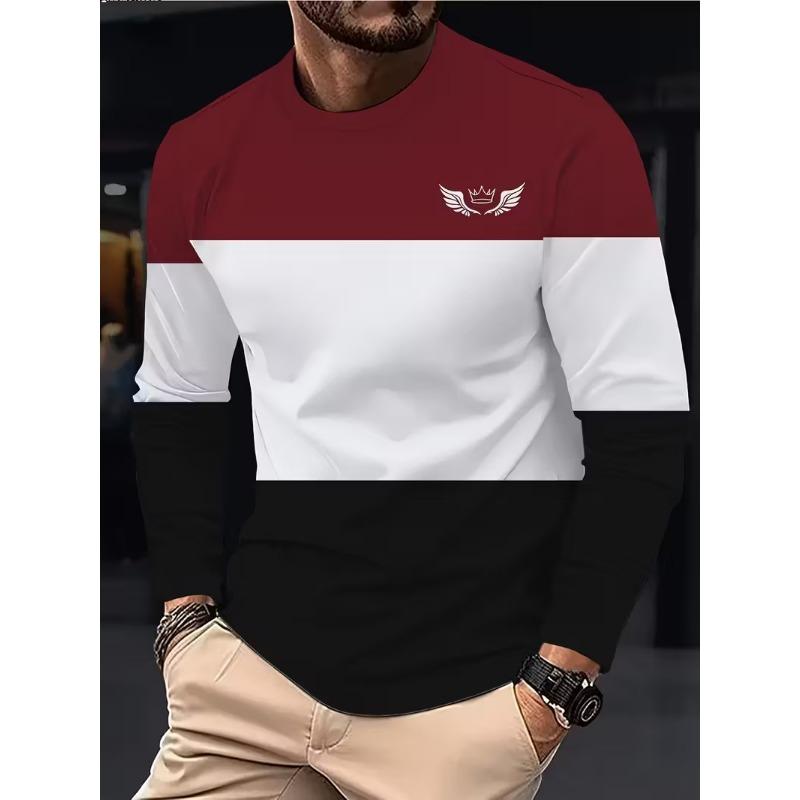 Simple Men's Stripe T-shirt Autumn Outdoor Casual Men's Long Sleeve Top Oversized RCrew Neck Long-sleeved T Shirt For Men
