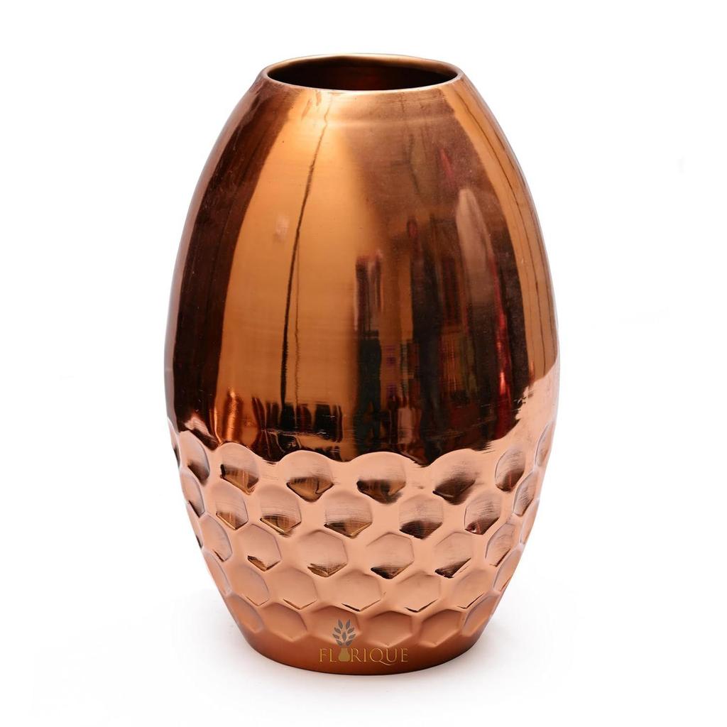 Luxury Gold Decorative Vase – 11 Inch Tall Iron Flower Vase with Honeycomb Design – Elegant Home Décor for Living Room, Office, and Dining Table