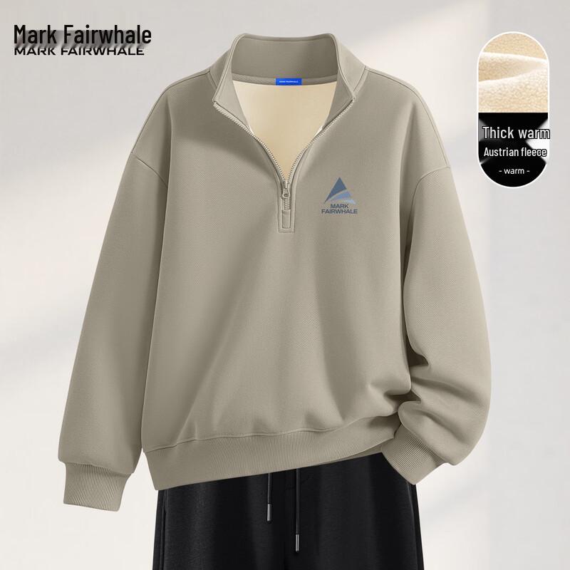 Mark Fairwhale Men's Heavyweight Half-Zip Stand Collar Fleece Sweatshirt