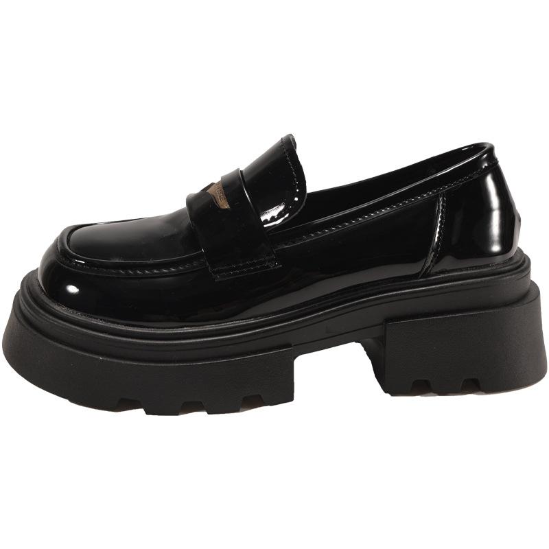 

Black French retro British style loafers women s 2025 new autumn and winter jk versatile platform one-pedal small leather shoes 39