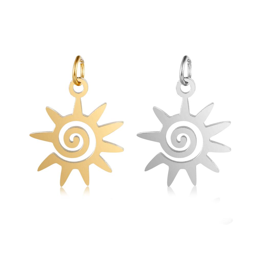 5Pcs Stainless Steel Twist Sun Charms 13mmx19mm Spiral Pendants for DIY Jewelry Making Craft Accessories