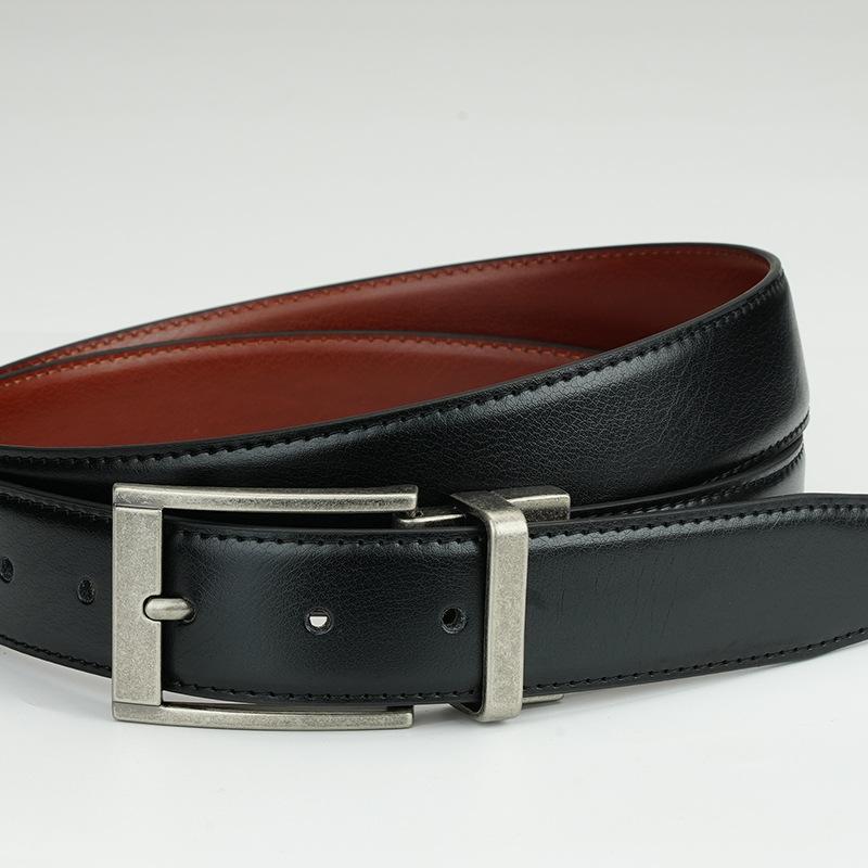 Belt Can Be Rotated and Punched with Needle Holes and Switched on Both Sides of Cowhide Leather Genuine Leather Pants Belt