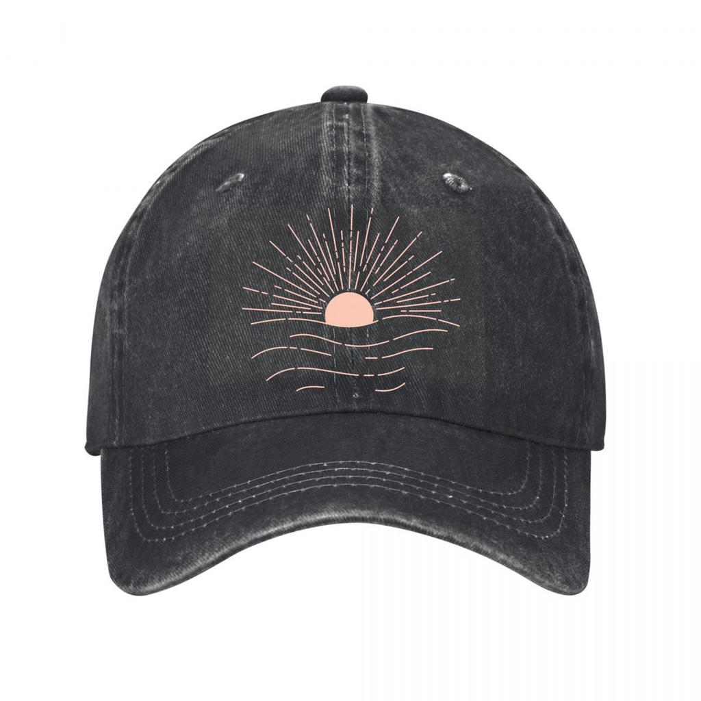 Minimalist Sun Wave Metal Wall Art Washed Baseball Cap Outdoor For Womens Unisex FeUnisex