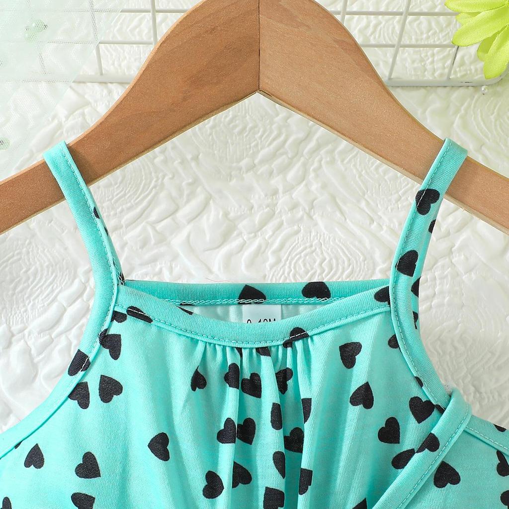 Girls' Heart Print Cami Romper with Matching Bag