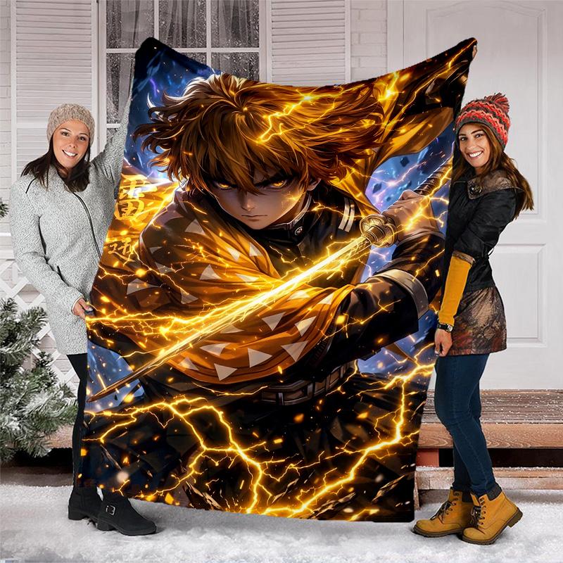 1pc Agatsuma Zenitsu (5) Theme Blanket - Digital Print, Polyester, Cozy for All Seasons, Perfect for Outdoor, and Travel