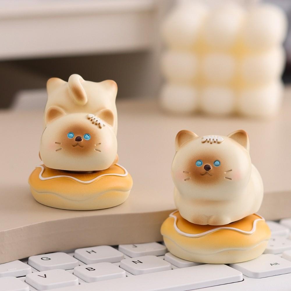 Exquisite Kitty Rotating Figurine Multicolor Table Ornament Cute Siamese Cat Statue  Car Ornaments