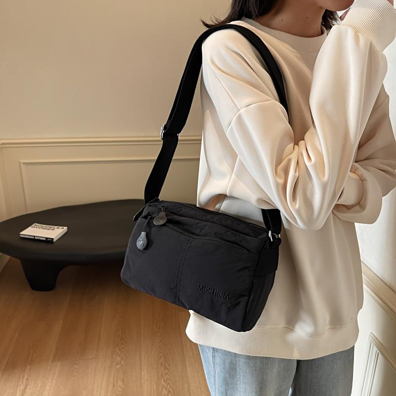 Chic Nylon Crossbody Bag for Women Spacious & Lightweight, Versatile Solid Color with Zip Closure, Perfect for Everyday Use