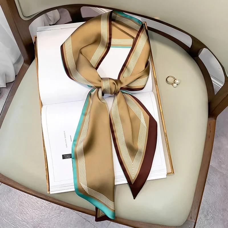 Vintage Horse Print Long Hair Band Ribbon For Women Silk Hair Accessories Trend Girl Bow Scarf Headband Hair Tie