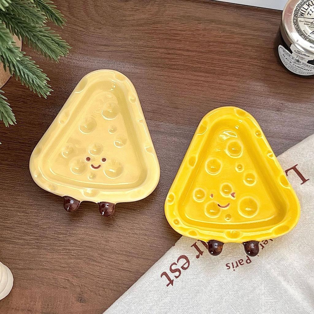 Hand Painted Ceramic Cheese Dip Dish Cute Cheese Shape Under Glaze Color Home Decor Tableware