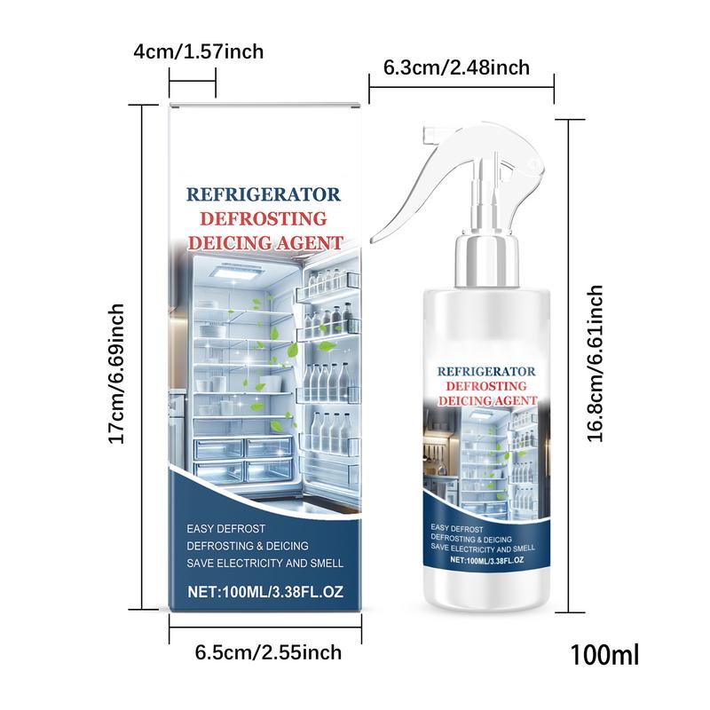 Spray do rozmrażania lodówki 100ml Roztwór do usuwania warstwy lodu Odmrażacz do lodówki Czyszczący do lodówek domowych kuchennych