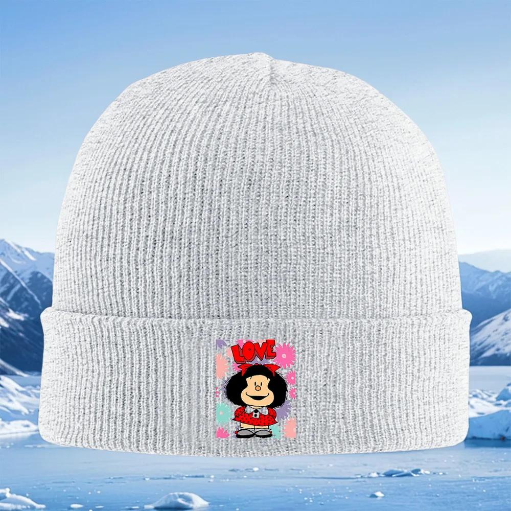 Cute Character Love with Flower Design Unisex Women Unisex Knitted Hat Beanie Pullover Cap Winter Thermal Warm Christmas Outdoor Cy