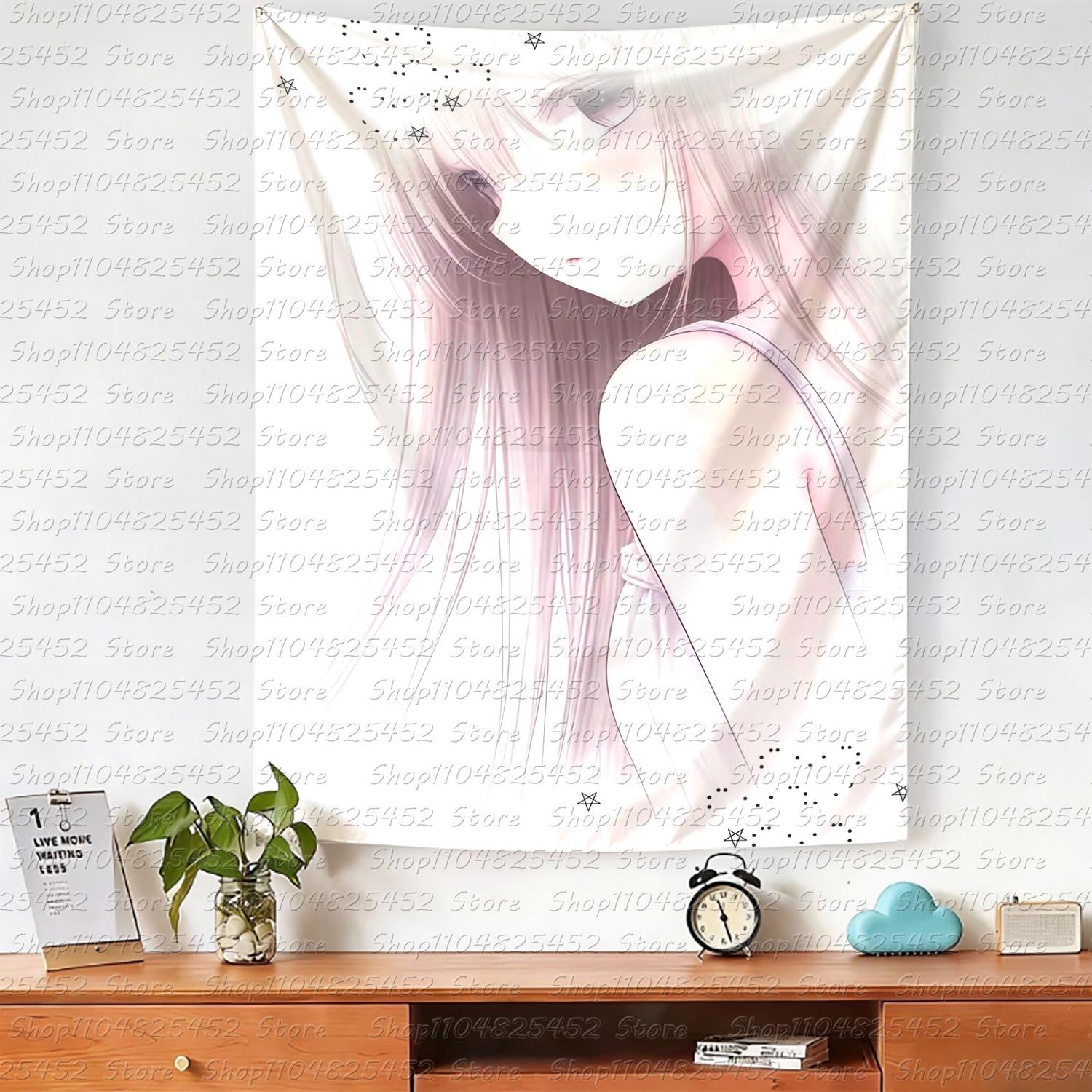 

Kawaii Original Home Decor Wall Hanging Tapestry Anime Girl Tapestry Wall Bedroom Background Cute Fashion Tapestries 74x94cm(29x37in)