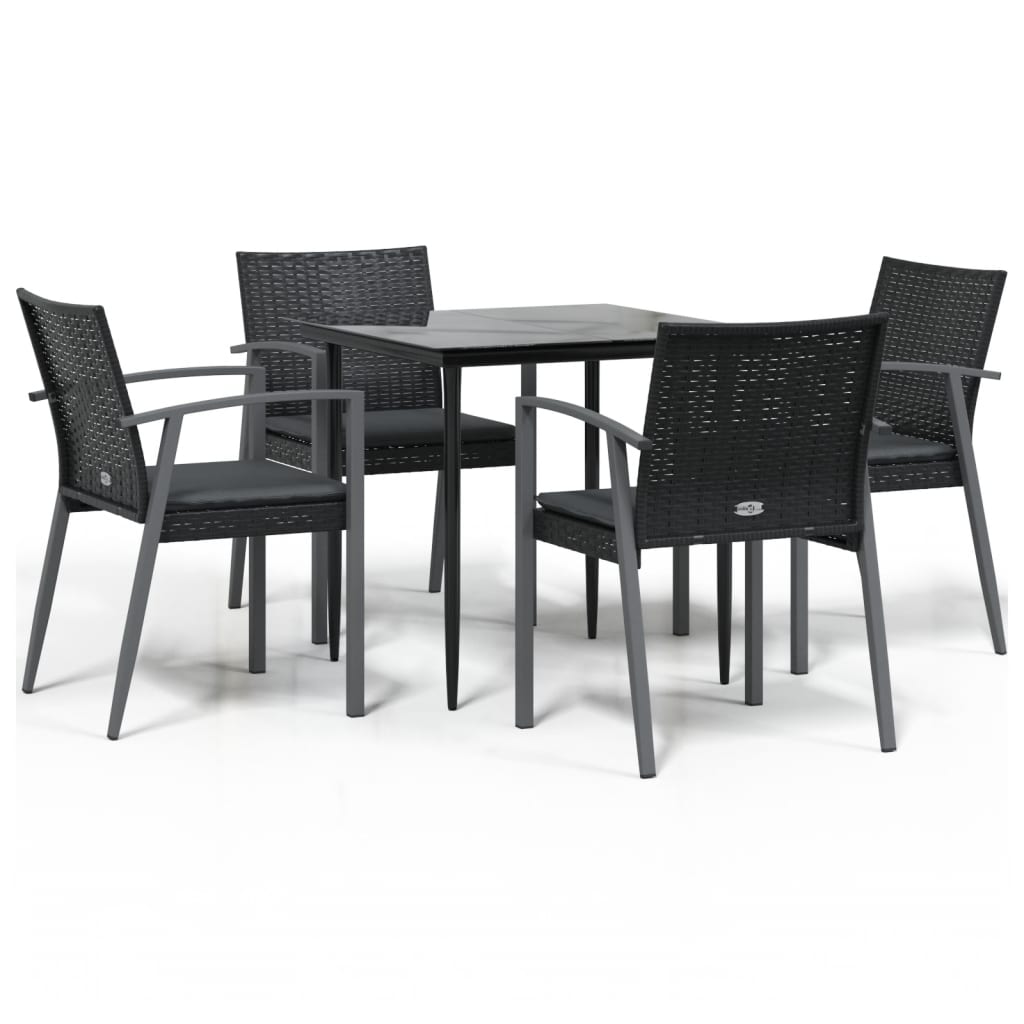 Vidaxl 5-Cz. Gartenmöbel-Set mit Kissen, Polyrattan und Stahl
