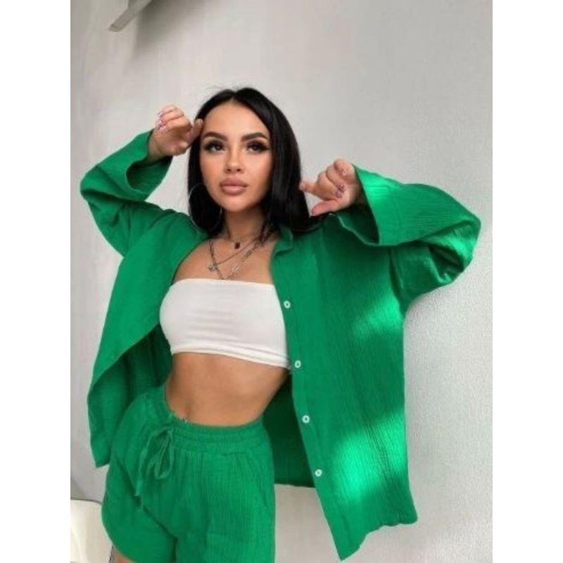 Collar Long Sleeve Shirt Shorts Set Lapel Long Sleeve Shirt Shorts Suit