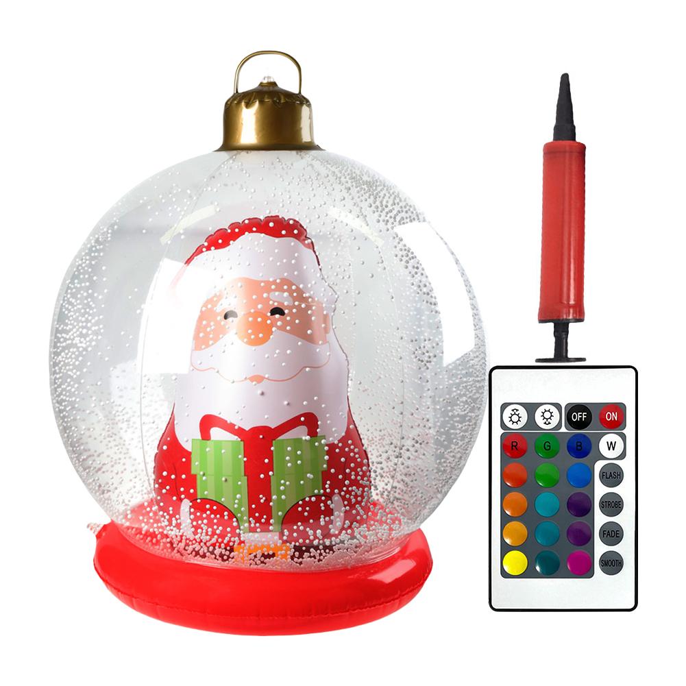 60cm PVC Inflatable Christmas Ball Giant Inflatable Christmas Balls with Lights Remote Control Xmas Decoration Yard Party Decor