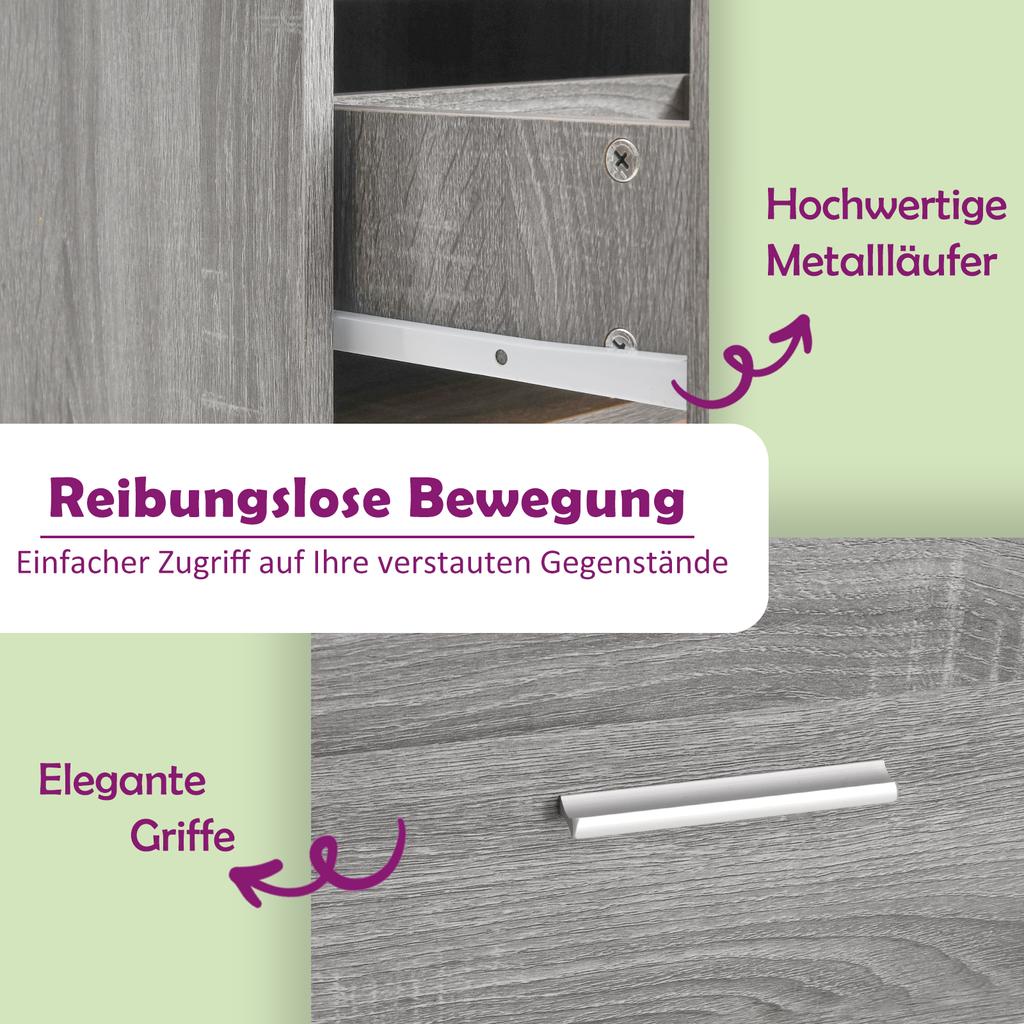 Sideboard with Drawers Grey Sonoma 40 x 50 x 76 cm Engineered Wood