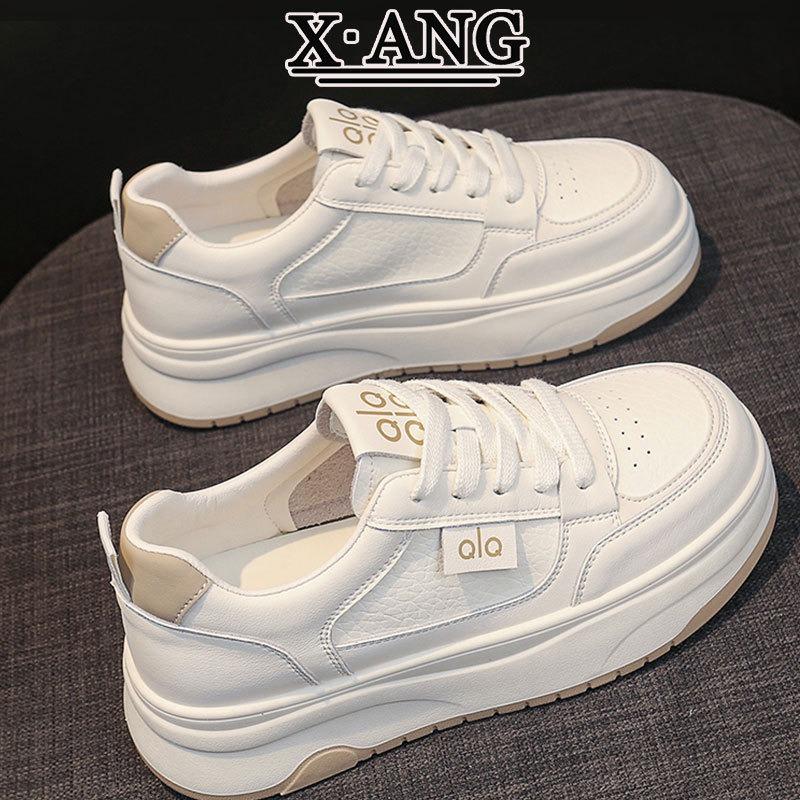 First layer cowhide little white shoes women's shoes autumn new versatile student shoes thick baseplate shoes casual sports shoes