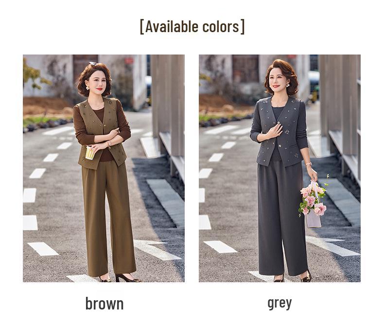Stylish Women's Spring 2026 Suit: Trendy Vest, Wide-Leg Pants & Base Layer Three-Piece Set