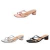 Low Heel Square Toe Slides With Pu Material For Summer Casual Wear