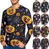 Halloween All Over Print T Shirt, Cute Pumpkin Graphic Tee for Women Men