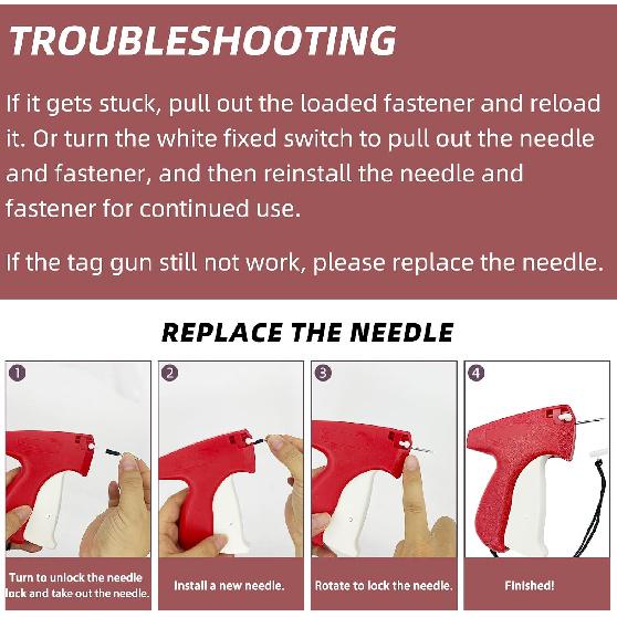 1606pcs Tagging Gun Kit, Tagging Gun for Clothing, Standard Retail Price Tag Attacher Gun Kit for Clothes Labeler with 6 Steel Needles and 1600 1-in