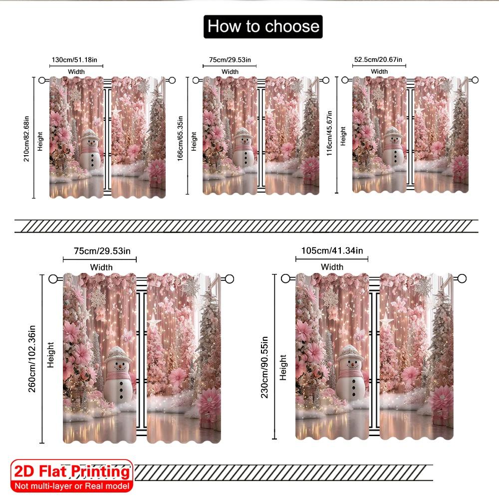 2pcs 2D flat printing Christmas Drapes Starry Night Snowflakes (5) Machine Washable Fabric Without Electricity Spring Party &