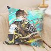 Zhongli Genshin Impact Cushion Cover Silky Short Plush Invisible Zipper Dustproof Sofa Pillow Case For Home Decor