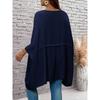 New Large Size Spring/Summer Loose Batman T-shirt Top Round Neck Fashion Casual Blouse Solid Color Irregular Elegant Shirts Loose Simple Long Tops