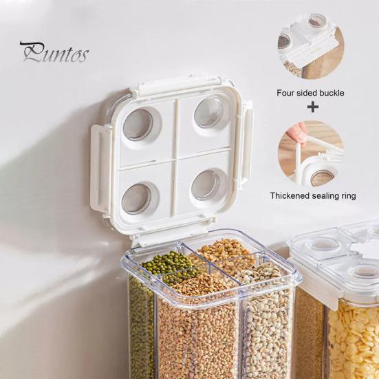 Multi-compartment Grain Storage Container Storage Jar with Lid Good Sealing Sugar Cereal Dispenser Dry Food Storage Box