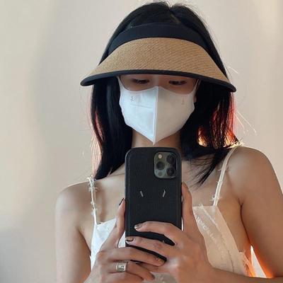 Women's Wide Brim Sun Protection Straw Hat with UV Face Cover for Outdoor Summer Activities